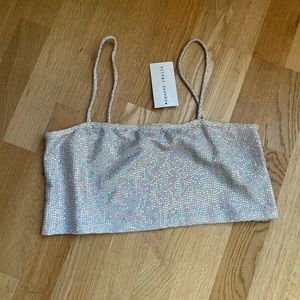 Blue Buttercup Sparkle Sequin Crop Cami Top - Size Large *Brand New*